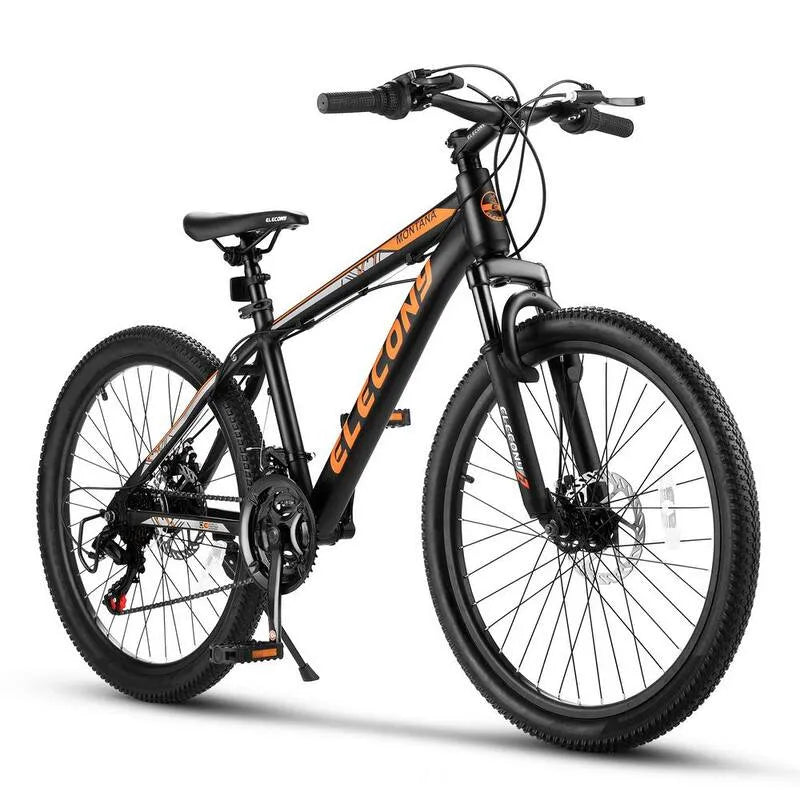 Bici da montagna per adulti Bici da telaio in alluminio Shimano 21-velocità con freno a disco, 24 in.