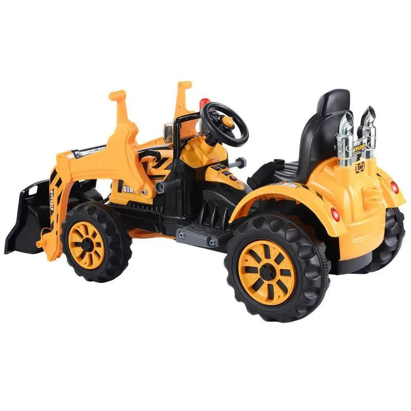 10. 5 in., 10. 5 in. Elettrico Bambini cavalcare su giocattolo auto escavatore camion motorino con anteriore Loader giallo, 10.5 in
