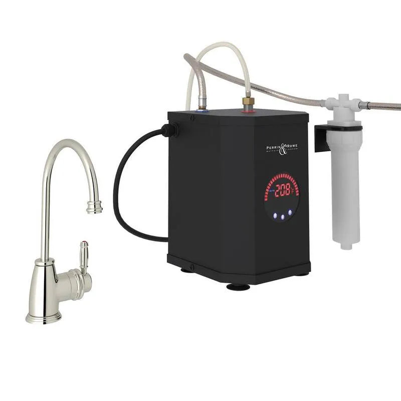 Rubinetto per erogazione di acqua calda istantanea, 10 in., 8 Gal, Serbatoio in nichel lucido, Gotham