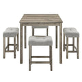 5 pezzi Set da pranzo all'aperto in legno di pezza 5 pezzi, TD Garden Brown Wood Set da pranzo all'aperto con cuscino grigio