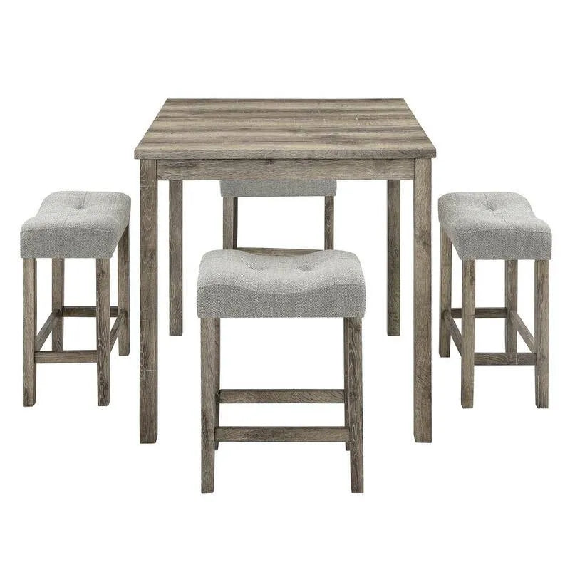 5 pezzi Set da pranzo all'aperto in legno di pezza 5 pezzi, TD Garden Brown Wood Set da pranzo all'aperto con cuscino grigio